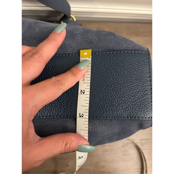 NWOT Nanette Lepore Santa Ana Leather Shoulder Bag Denim Blue Minimalist Quiet l - Picture 7 of 12